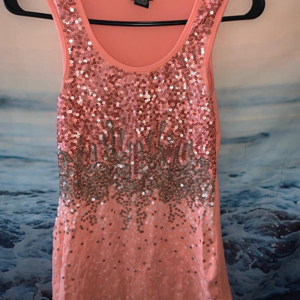 Orange shimmery tank top